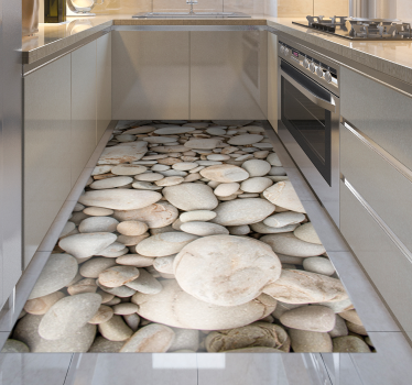 Witte kleine stenen keuken vinyl tapijt - TenStickers