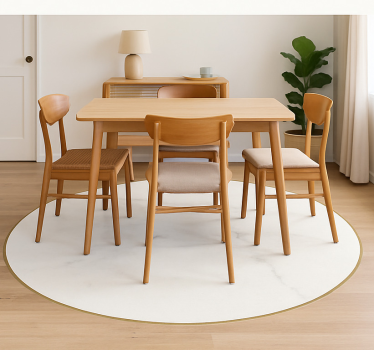 Witte marmerader vinyl tapijt eetkamer - TenStickers