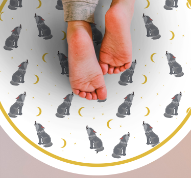Wolf maan patroon vinyl vloerkleed dierenprint - TenStickers