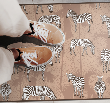 Zebra kudde patroon vinyl vloerkleed dierenprint - TenStickers