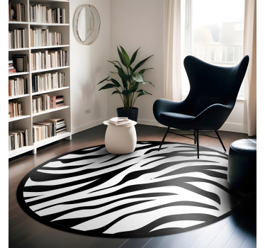 Zebra strepen ontwerp vinyl tapijt rond - TenStickers