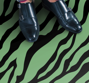 Zebra groene strepen vinyl vloerkleed dierenprint - TenStickers