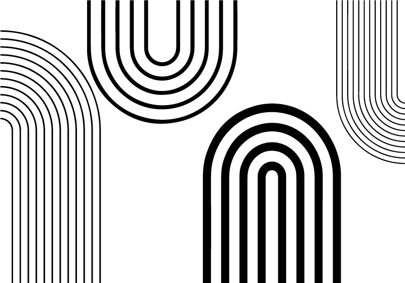 Dunne minimalistische zwarte bogen vinyl tapijt wit - TenStickers