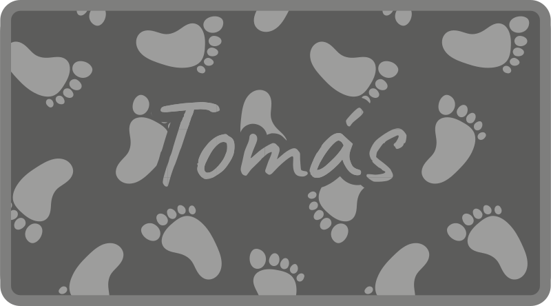 Grijs voetstappenontwerp vinyl tapijt met naam - TenStickers