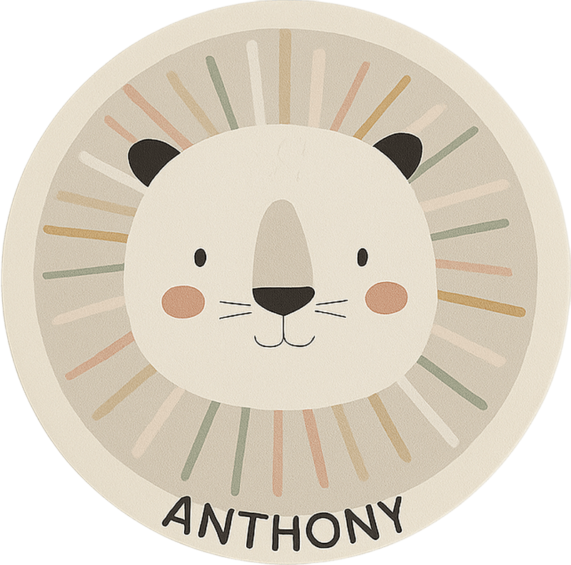 Aangepaste beige leeuw vinyl tapijt meer kinderen - TenStickers