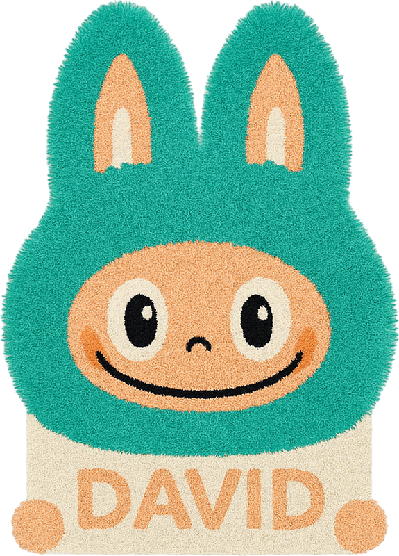 Op maat gemaakte turquoise labubu vinyl tapijt meer kinderen - TenStickers