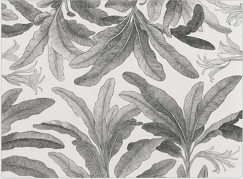 Vinyl tapijt keuken elegante grijze palmen - TenStickers