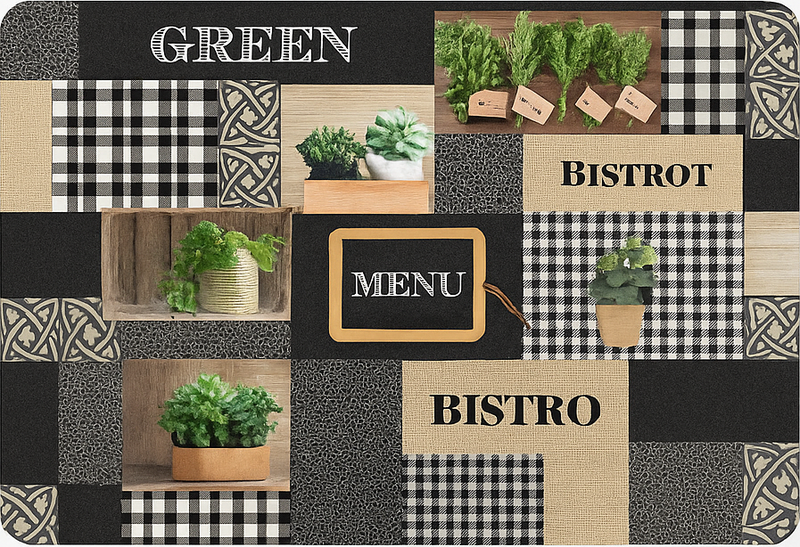 Vinyl tapijt keuken zwart-wit bistro - TenStickers