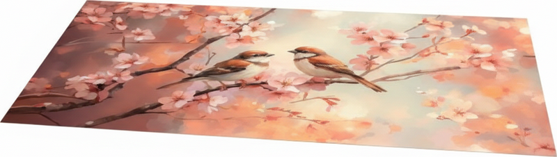 Vinyl tapijt woonkamer twee vogels op een tak - TenStickers