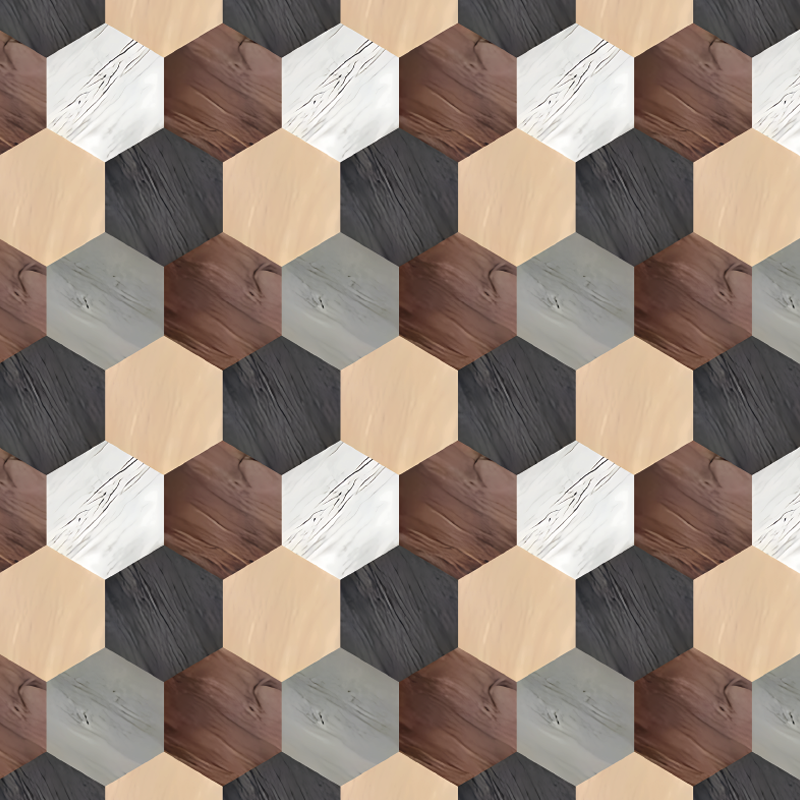 Vinyl tapijt keuken gemengde houten hexagons - TenStickers