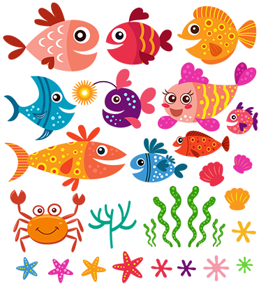 Dieren vinyl tapijt vissen voor kinderen - TenStickers