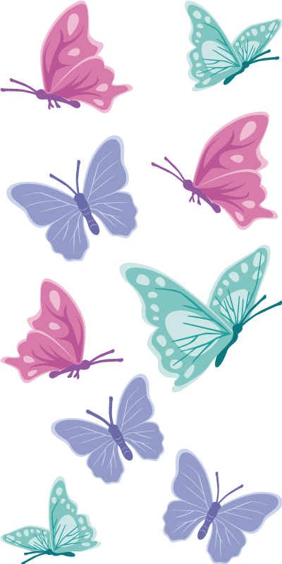Dieren vinyl tapijt met pastel kleurige vlinders - TenStickers