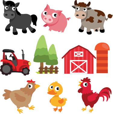 Dieren vinyl tapijt kleurrijke boerderij - TenStickers