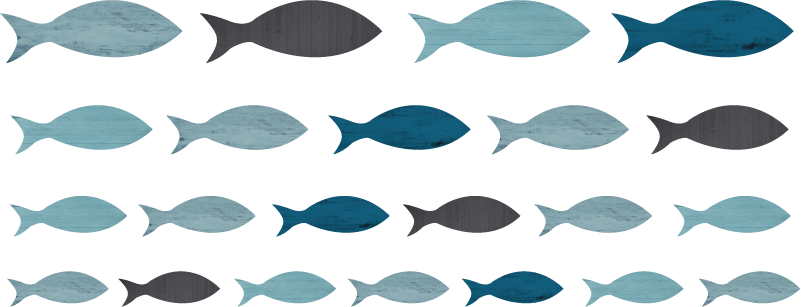 Dieren vinyl tapijt blauwe vissen silhouetten - TenStickers