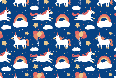 Dieren vinyl tapijt witte eenhoorns voor kinderen - TenStickers