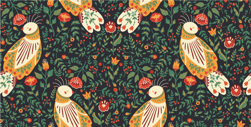 Dieren vinyl tapijt poolse folklore - TenStickers