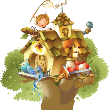 Dieren vinyl tapijt huisboom - TenStickers