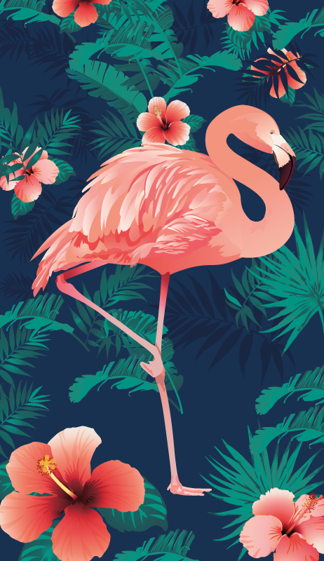 Dieren vinyl tapijt tropische roze flamingo's - TenStickers