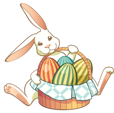 Dieren vinyl tapijt paasbunny met mand - TenStickers