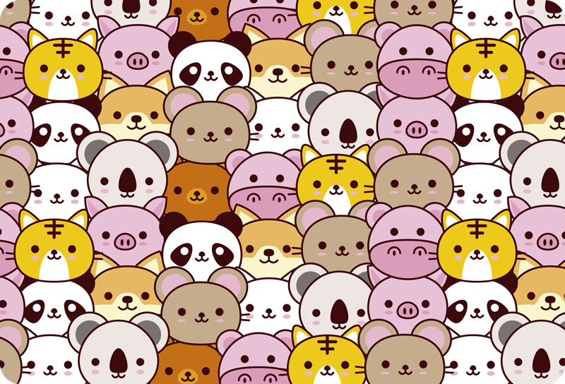 Dieren vinyl tapijt schattige baby’s - TenStickers