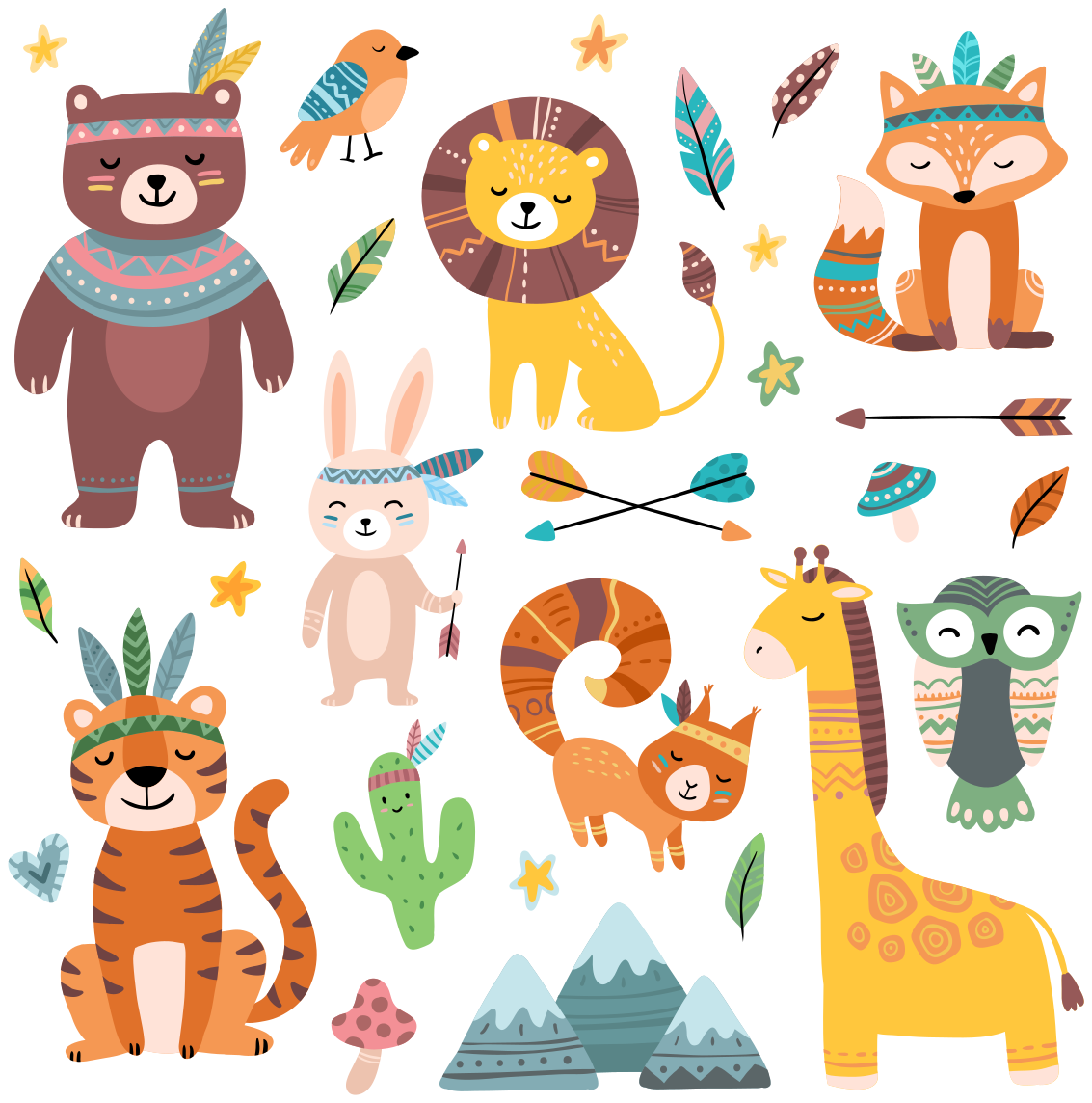 Dieren vinyl tapijt baby wilde dieren - TenStickers