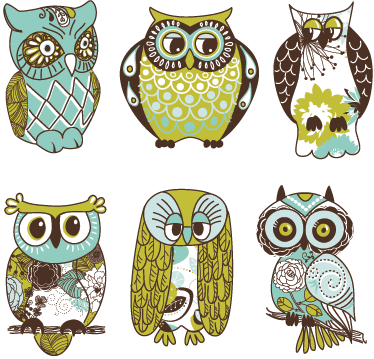 Dieren vinyl tapijt zes uilen - TenStickers