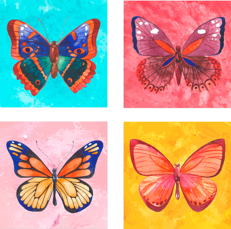 Dieren vinyl tapijt met gekleurde vlindertegels - TenStickers