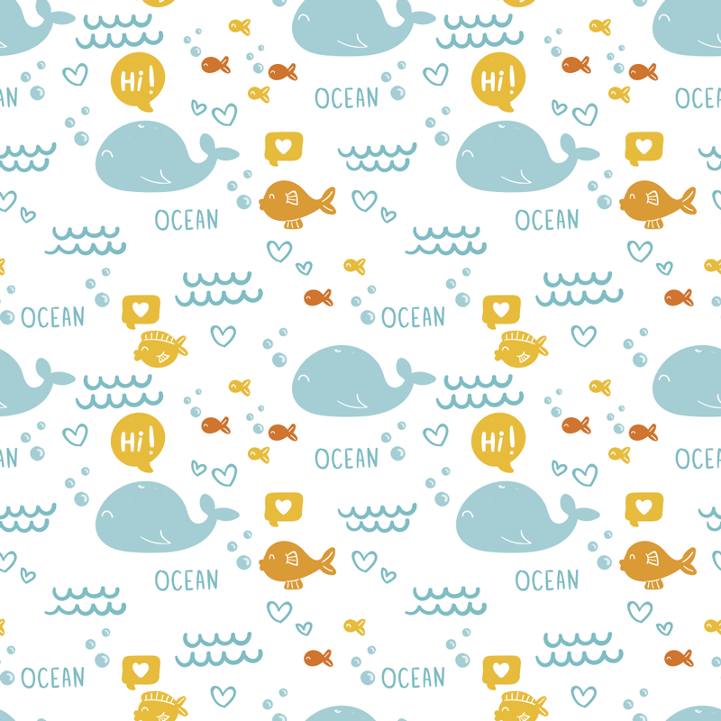 Dieren vinyl tapijt kleurrijke en blije oceaanmeubels - TenStickers