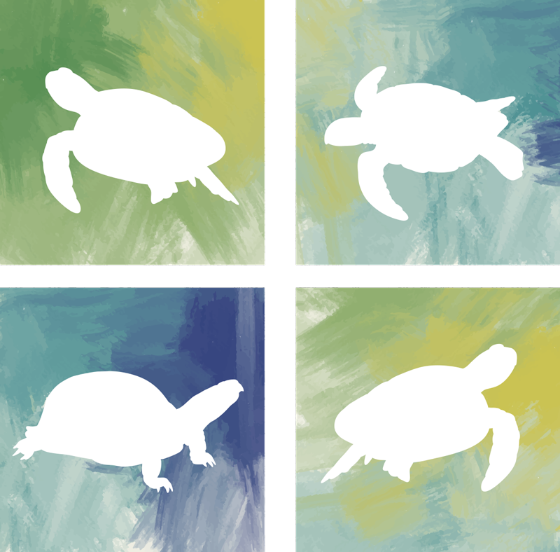 Dieren vinyl tapijt kleurrijke schildpad tegel - TenStickers