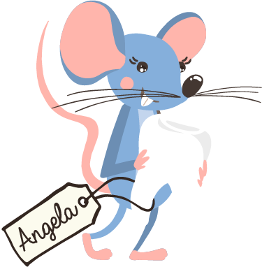 Dieren vinyl tapijt blauwe muis met naam - TenStickers