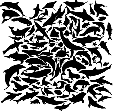 Dieren vinyl tapijt marine zwarte dieren - TenStickers