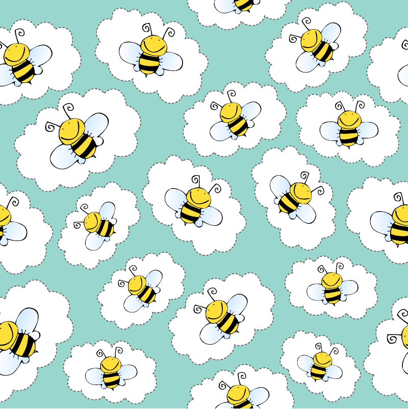 Dieren vinyl tapijt witte bomen en bijen - TenStickers