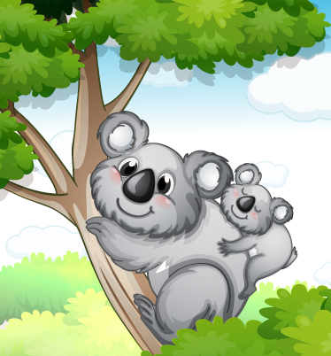 Dieren vinyl tapijt moeder en baby koala - TenStickers