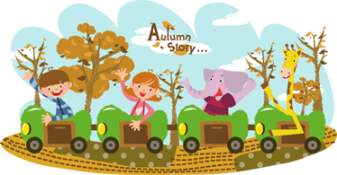 Dieren vinyl tapijt train in de herfst - TenStickers