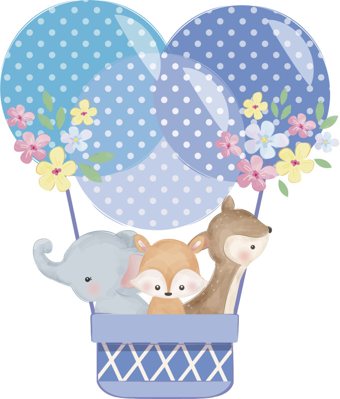 Dieren vinyl tapijt waterverf dieren luchtballon - TenStickers