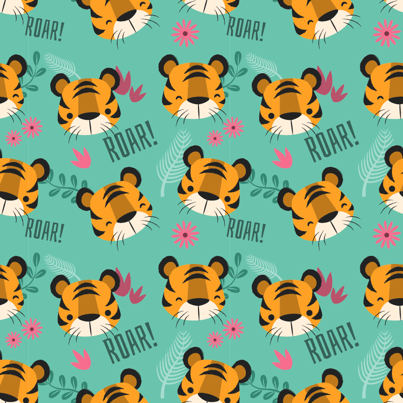 Dieren vinyl tapijt baby tijgers brullend - TenStickers