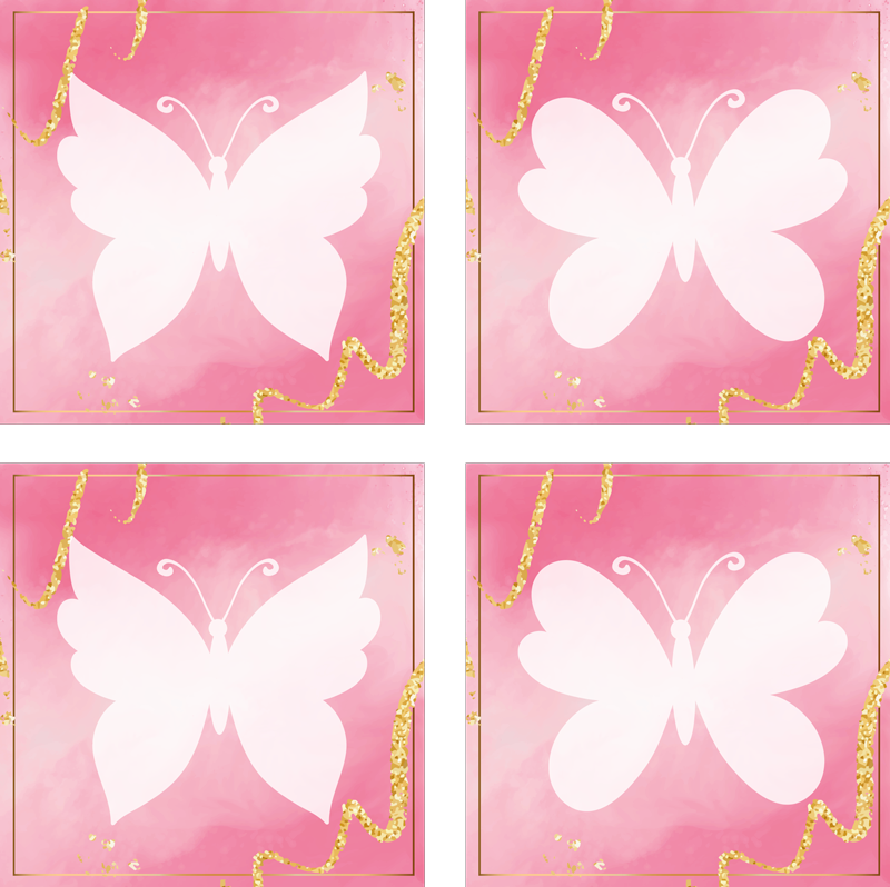 Dieren vinyl tapijt roze vlinders tegels - TenStickers