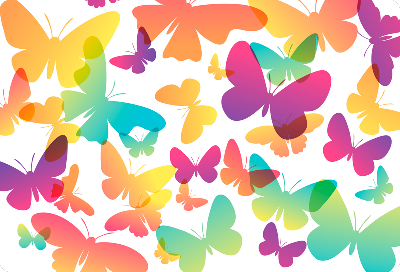Dieren vinyl tapijt gradient vlinders - TenStickers