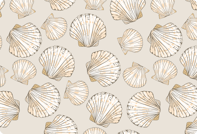 Dieren vinyl tapijt met grote en kleine schelpen - TenStickers
