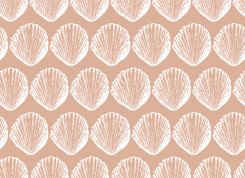 Dieren vinyl tapijt retro schelpenpatroon beige - TenStickers
