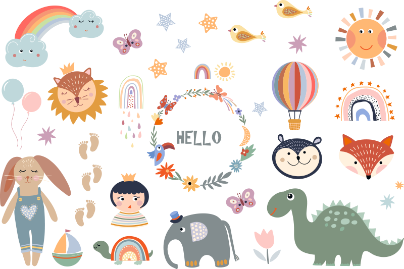 Dieren vinyl tapijt kids element bloemen - TenStickers