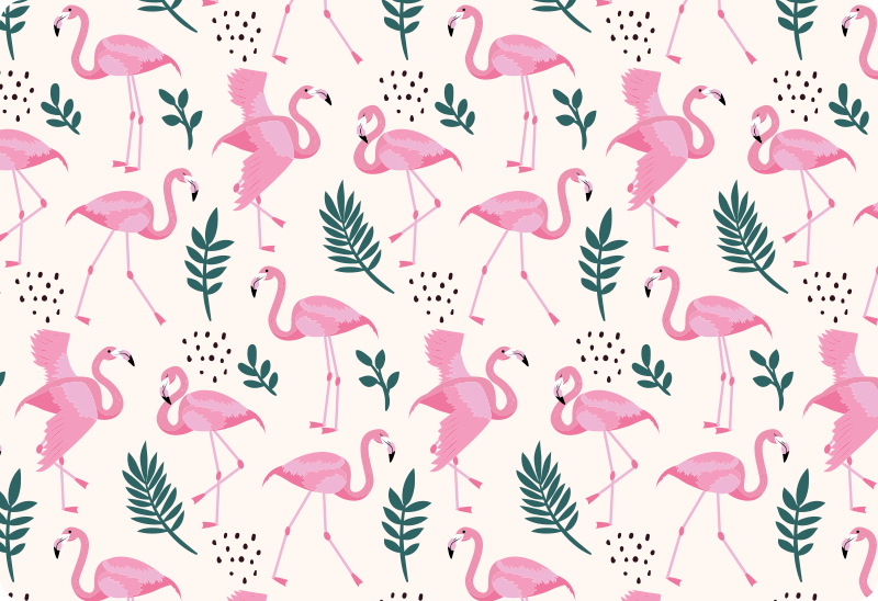 Dieren vinyl tapijt met flamingo patroon en bladeren - TenStickers