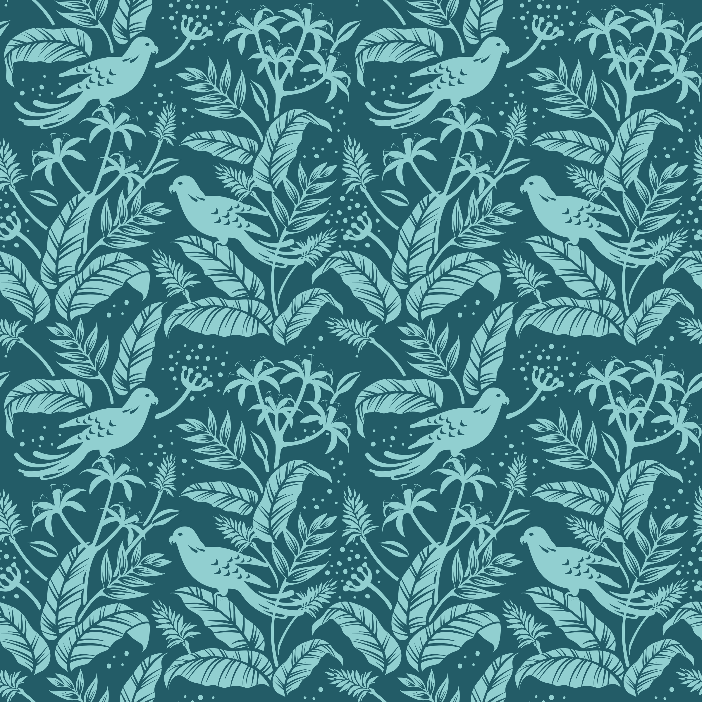 Dieren vinyl tapijt turquoise vliegende vogels - TenStickers