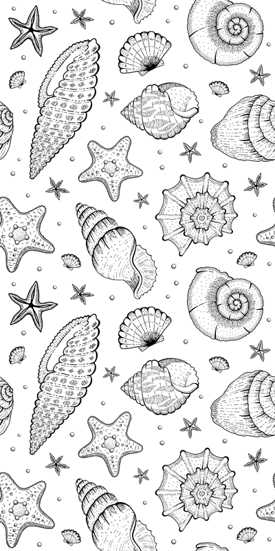 Dieren vinyl tapijt zeedieren en schelpen - TenStickers