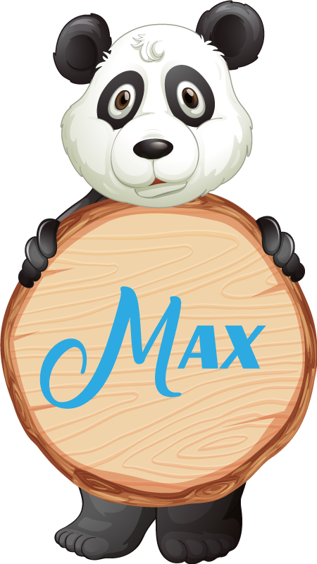 Dieren vinyl tapijt panda met naam - TenStickers