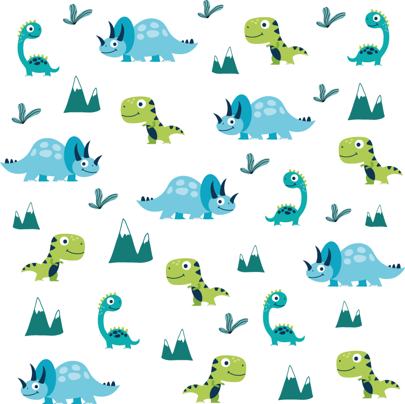 Dieren vinyl tapijt nordic dinosaurussen bergset - TenStickers