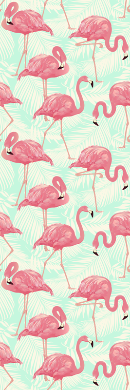 Dieren vinyl tapijt getekende roze flamingo's - TenStickers