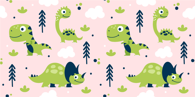 Dieren vinyl tapijt kleine groene dinosaurussen - TenStickers