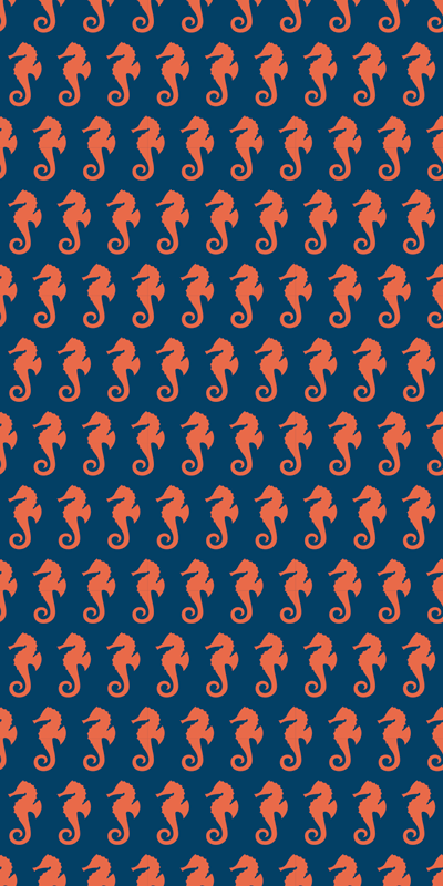 Dieren vinyl tapijt patroon van oranje zeepaardjes - TenStickers