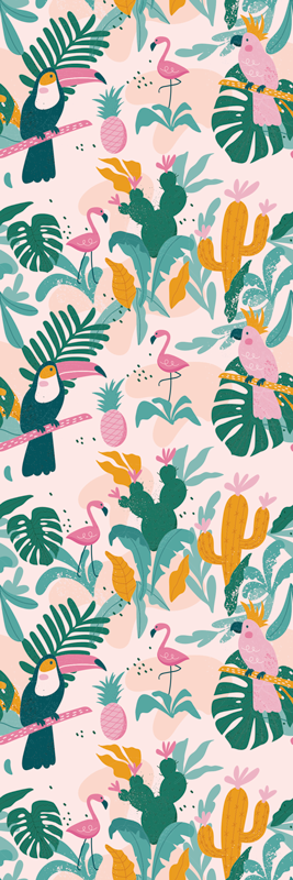 Dieren vinyl tapijt groene vogels en bladeren - TenStickers